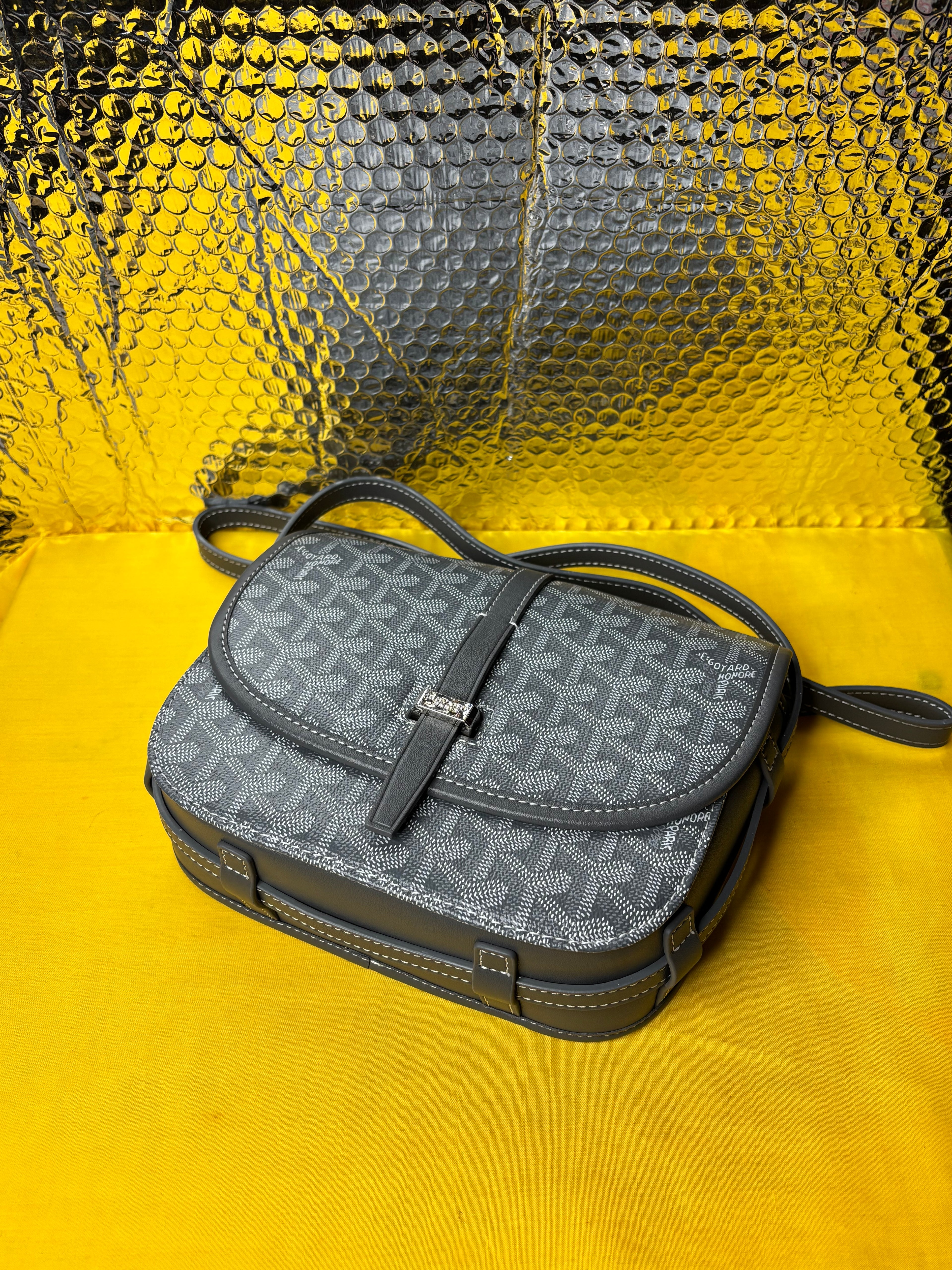 Goyard Belvedere Crossbody Bag Grey Goyardine Canvas PM
