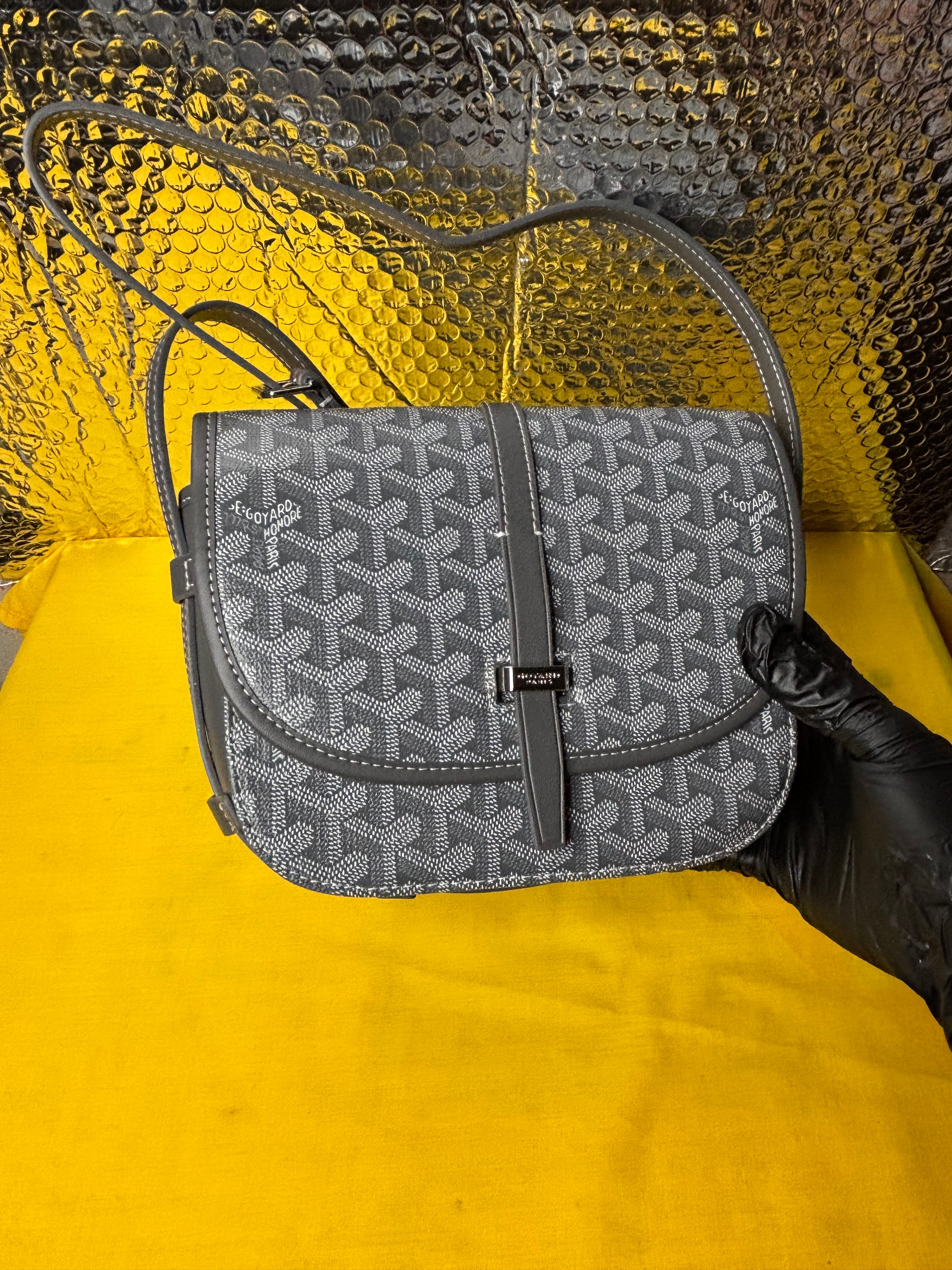 Goyard Belvedere Crossbody Bag Grey Goyardine Canvas PM